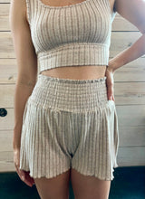 Load image into Gallery viewer, Dawn Smocked Rib Shorts in Iced Coffee