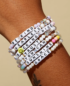 Be F*cking Nice - Pink Sparkles - Little Words Project Bracelets
