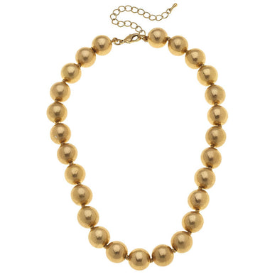 Eleanor Ball Bead Necklace in Worn Gold