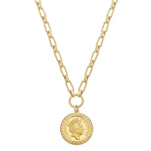 Load image into Gallery viewer, Queen Elizabeth Coin Necklace in Worn Gold