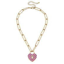 Load image into Gallery viewer, Monclér Gingham Heart Padlock Necklace