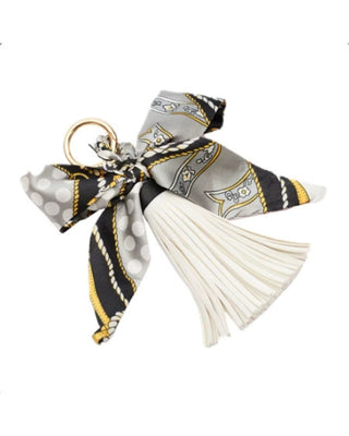 Faux Leather Tassel w/ Scarf Bag Charm