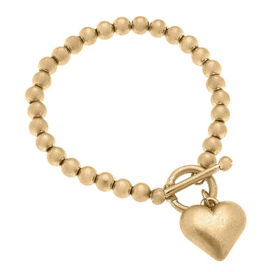 Maggie Puffy Heart & Ball Bead Toggle Bracelet