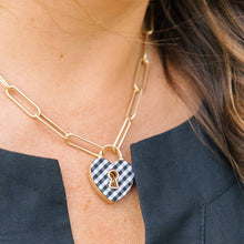 Load image into Gallery viewer, Monclér Gingham Heart Padlock Necklace