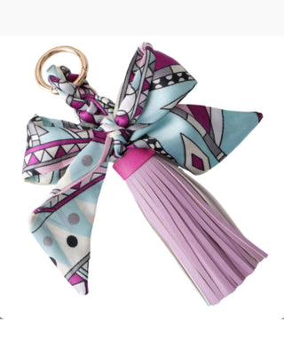 Faux Leather Tassel w/ Scarf Bag Charm