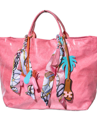 Faux Leather Tassel w/ Scarf Bag Charm