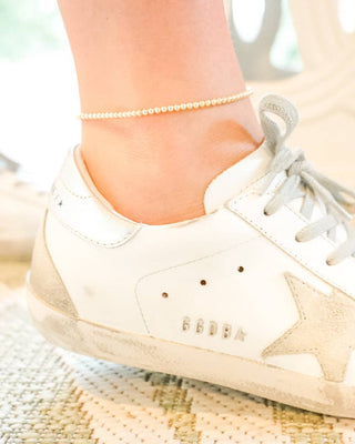 Small Gold Filled Beaded Stretch Anklet