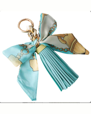 Faux Leather Tassel w/ Scarf Bag Charm