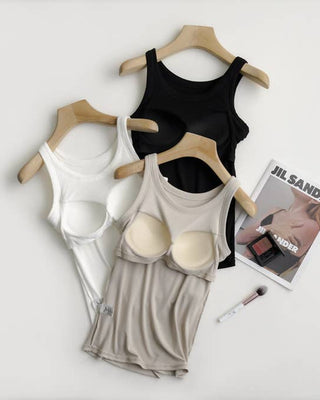 Essential Rib Soft Tank with Built-In Bra