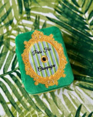 Velvet Jewelry Zip Case  - "Press for Champagne"