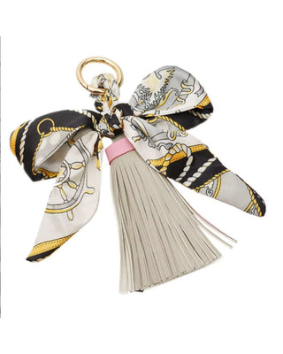 Faux Leather Tassel w/ Scarf Bag Charm