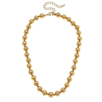 Chloe Ball Bead Necklace in Worn Gold