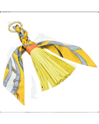 Faux Leather Tassel w/ Scarf Bag Charm