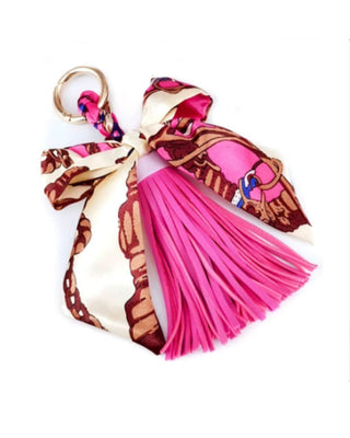Faux Leather Tassel w/ Scarf Bag Charm