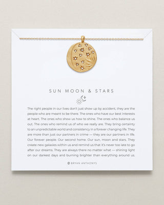 Sun Moon & Stars Necklace: 14k Gold