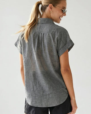 Cotton Short Sleeve Popover Sheer Top