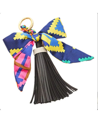 Faux Leather Tassel w/ Scarf Bag Charm
