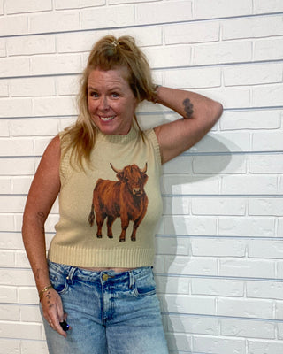 Western Sweater Vest | Highland Cow