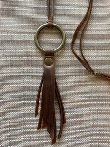 Leather tassel necklace