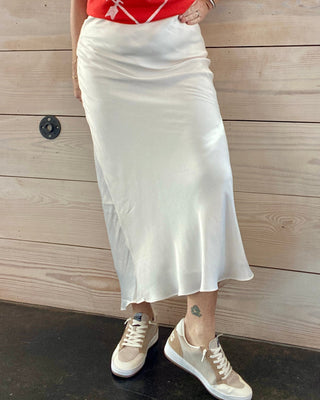 Sheen cream midi skirt  z supply