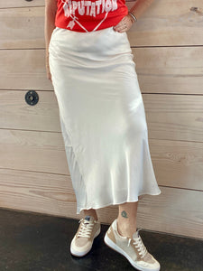 Sheen cream midi skirt  z supply