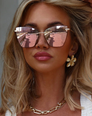 Becky V Brushed Gold Cherry Blossom Sunglasses