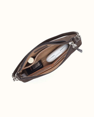 Darcy Pebbled Leather Crossbody in Hearthstone with inside pockets
