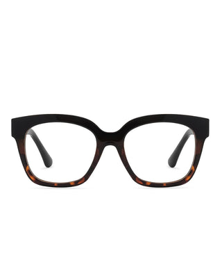 Black and tortoiseshell cat-eye glasses on a white background