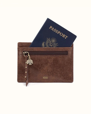 HOBO Euro Slide Leather Wallet in Mocha