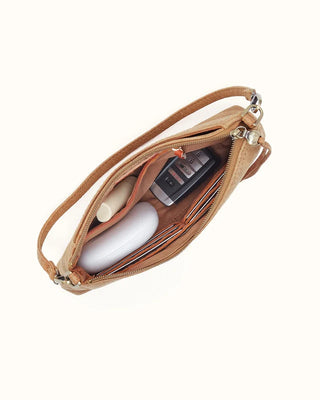 Darcy Buffed Leather Crossbody convertible HOBO style that can be worn three ways: crossbody, baguette bag, and wristlet. - Ellipsis Boutique