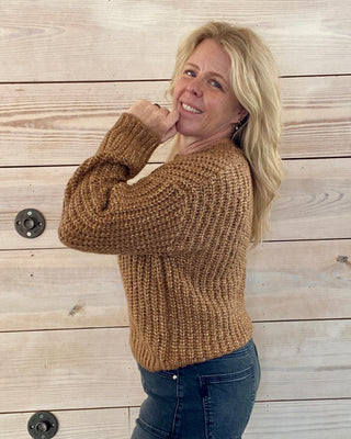 Z Supply Tigers Eye Sweater - Brown with Gold Thread