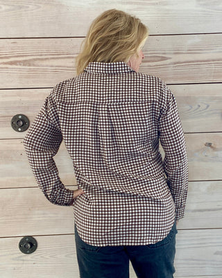 Z Supply River Plaid Button Up Top - Chocolate Cherry