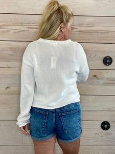 Emerson Cropped Sweater in White