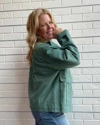 Kali Washed Jacket | Forest Green