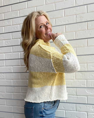 Lemon Rugby Knit Stripe Sweater
