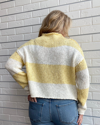 Lemon Rugby Knit Stripe Sweater