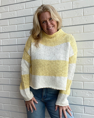 Lemon Rugby Knit Stripe Sweater