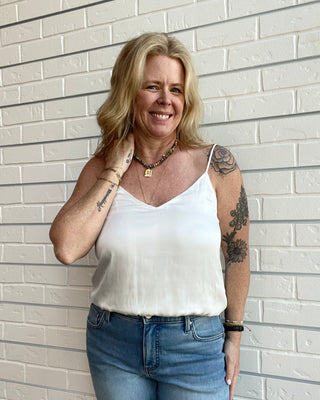 White Silky Cropped Tank