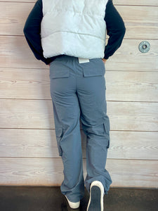 Charcoal Cargo Parachute Pants