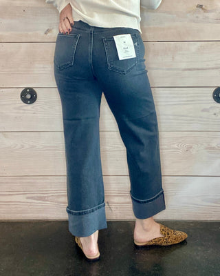 Hidden Jeans Ella Charcoal Wash Wide Cuffed Straight Leg
