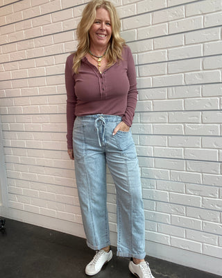 Wild Card Villa Drawstring Barrel Pants