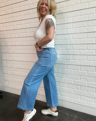 Valley Girl Wide Leg Ankle Jeans