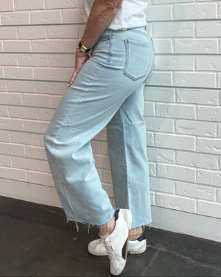 Pleaser Light Wash High Rise Ankle Jeans