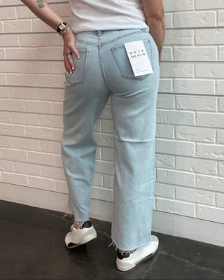 Pleaser Light Wash High Rise Ankle Jeans
