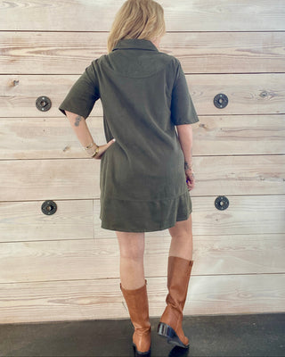 Olive Collared Mini Dress