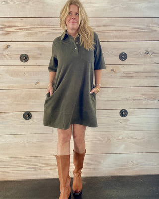 Olive Collared Mini Dress