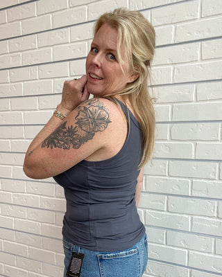 Essential Rib Soft Tank with Built-In Bra