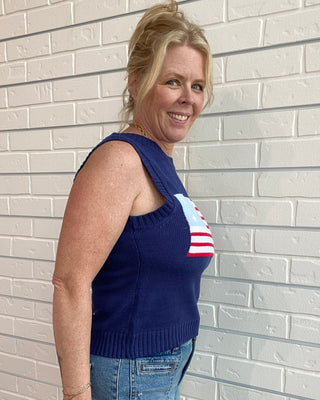 American Flag Sweater Tank