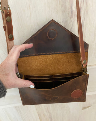 Karly Handmade Leather Crossbody | Logo on the Side