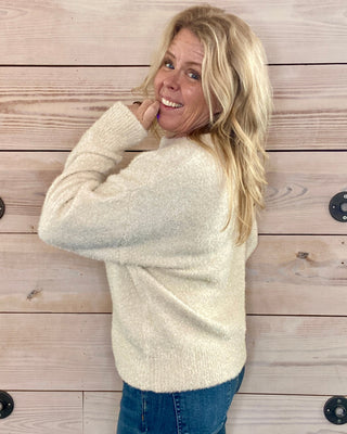 Merry Cream Fuzzy Sweater